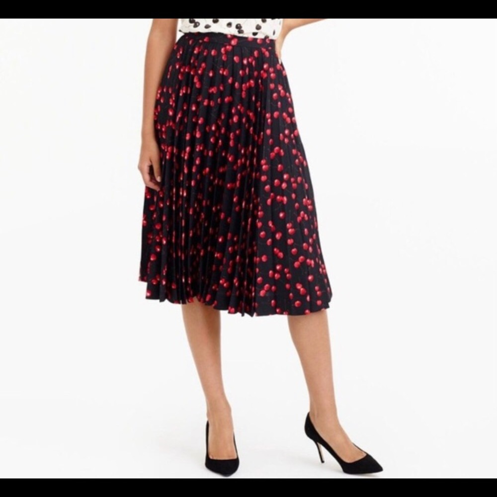 Pleated cherry skirt by J. Crew